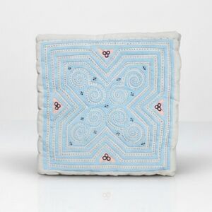 Zipper Pouch 7x7" Handmade Applique Embroidery Maze Handsewn Padded Vintage